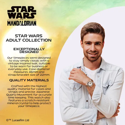 Miniatura 5 de Star Wars The Mandalorian Reloj de cuarzo analógico para adultos