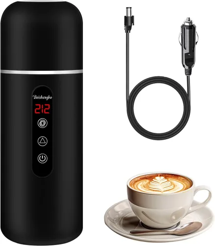 Hervidor eléctrico de viaje, calentador de café de coche de 12 V/24 V, caldera de agua caliente portátil, pequeño calentador de agua caliente con