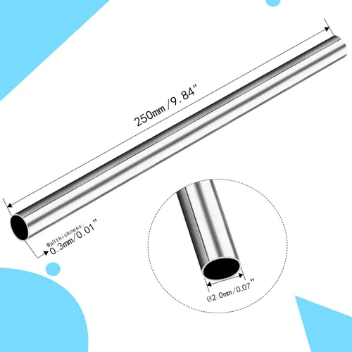 Miniatura 2 de 8 tubos de tubo capilar de acero inoxidable 304 de 0.079 in de diámetro exterior de 0.012 in, grosor de pared de 9.843 in de longitud, tubo soldable