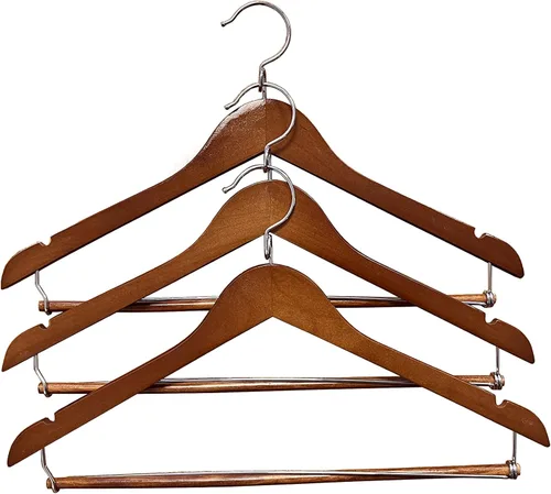 Miniatura 2 de Proman Products KSC9041 Kascade - Perchas de madera, paquete de 50 unidades, diseño único de anillo, para pantalones que ahorran espacio, con barra