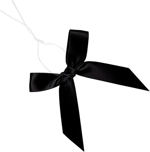 AKLVBL Paquete de 50 lazos de satén negro para bolsas de golosinas, bolsas de regalo, bolsas de dulces de panadería y lazo de cinta de decoración de