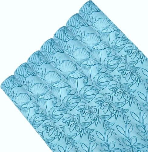 7 hojas de piel sintética en relieve para hacer aretes y monederos, 8.2 x 11.8 pulgadas con hojas de flores en relieve, hojas de tela sintética