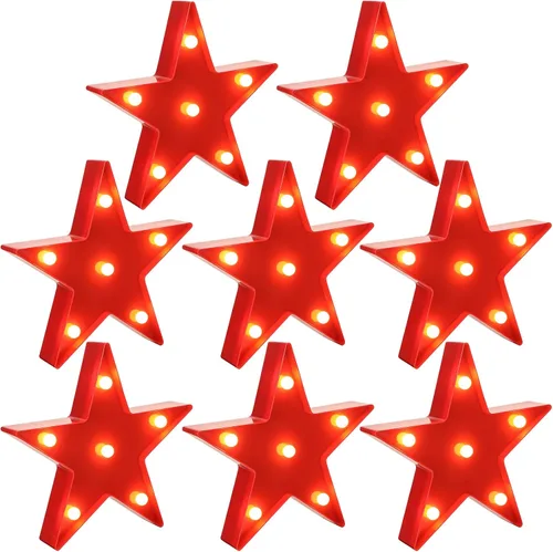 Miniatura 8 de Jutom 4 piezas de luces de noche de estrella LED de plástico en forma de estrella letrero iluminado marquesina lámpara de escritorio para regalo rojo
