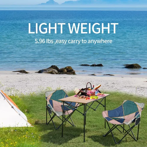 Miniatura 7 de Paquete de 2 sillas de camping para adultos, sofá plegable portátil, fácil de instalar, silla de patio, asiento acolchado para césped, silla