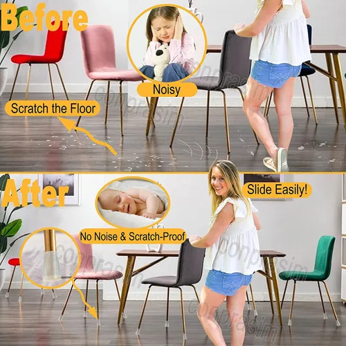 Miniatura 4 de Protectores de suelo de silicona extra pequeños para patas de silla con fieltro, se ajustan de 19/32 a 15/16 pulgadas, tapas de silicona para patas