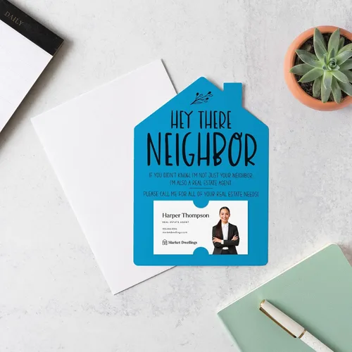 Miniatura 6 de Market Dwellings Juego de tarjetas de felicitación Hey There Neighbor Real Estate Mailers - Bienes raíces con sobres incluidos - Diseñado