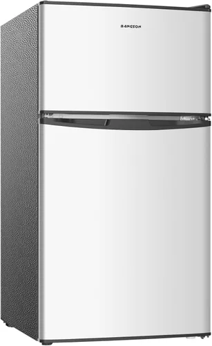 BANGSON Mini refrigerador de 3.2 pies cúbicos con congelador, refrigerador pequeño de oficina de 2 puertas, refrigerador compacto silencioso para el