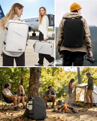 Miniatura 8 de Lovevook Mochila de viaje para mujer, con compartimento para laptop de 17 pulgadas, mochila para llevar en el avión aprobada con 3 cubos de empaque