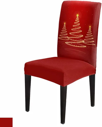 Miniatura 17 de Funda para silla de comedor, diseño de árbol de Navidad, leopardo, rojo, verde, negro, blanco, copos de nieve, protector para silla de invierno