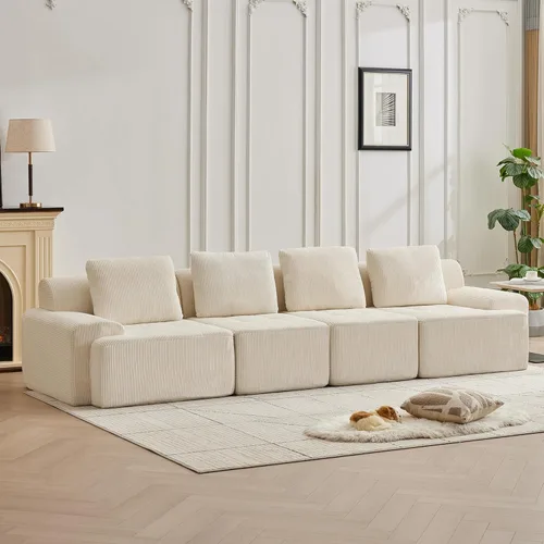 Miniatura 54 de Modular Sectional Sofa with Movable Ottoman, 1 Seat Deep Seat Couch with 1 Pillow, Comfy Cloud Sectional Sofa for Living Room, Bedroom and Apartment