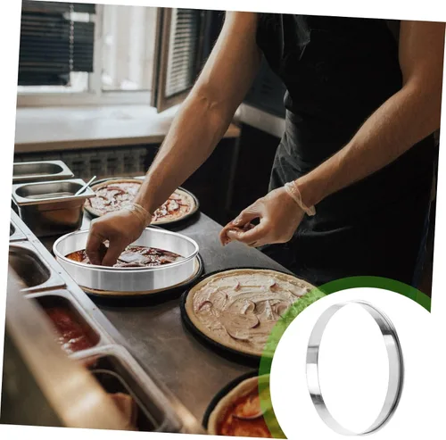 Miniatura 8 de BESTonZON Anillo de cocina para salsa de pizza de 6.88 pulgadas, herramienta para hornear de acero inoxidable con borde profundo para untar salsa