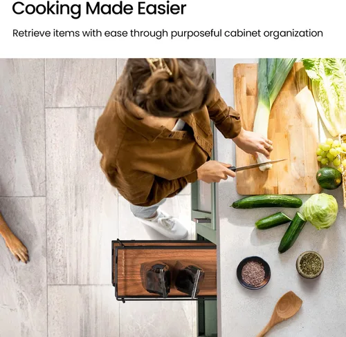 Miniatura 6 de Home Zone Living Organizador de armario de cocina extraíble con 2 niveles de almacenamiento para un fácil acceso, 7.5 pulgadas de ancho x 20 Negro