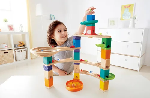 Miniatura 2 de Hape Quadrilla Cliffhanger Bloques de Pista de Canicas de Madera Juego de Laberinto de Canicas, Juguetes de Construcción de Desarrollo STEM