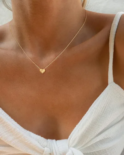 Miniatura 4 de Collares de corazón para mujer, delicado collar de oro de 14 quilates, collar de corazón de plata, gargantilla simple para mujer, joyería de moda