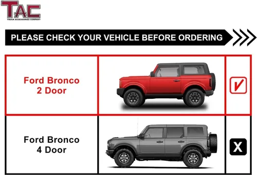 Miniatura 4 de TAC - Estribos laterales compatibles con Ford Bronco 2021-2025 de 2 puertas, SUV de 3 pulgadas, barras laterales negras, rieles de escalón, barras