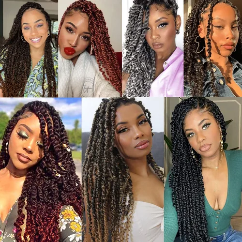 Miniatura 6 de Cabello Passion Twist de 30 pulgadas, cabello rubio de ondas de agua con ganchillo para mujeres, cabello rubio Passion Twist de ganchillo largo 27#