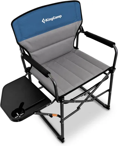 Miniatura 13 de KingCamp Silla de directores de campamento de gran tamaño para grandes y altos, sillas plegables resistentes de 440 libras con mesa auxiliar, sillas