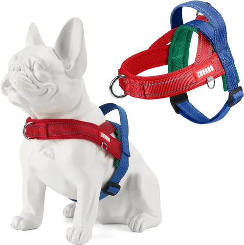 Miniatura 9 de Arnés ligero para perros pequeños, arnés reflectante de malla suave sin estrangulamiento con mango acolchado, pecho ajustable, arnés de hebilla