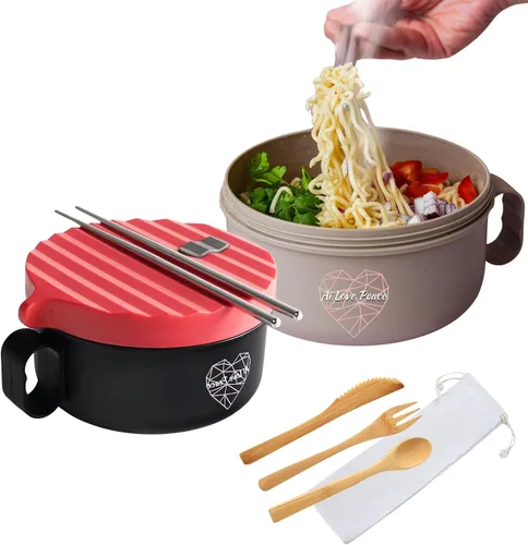 Miniatura 13 de AI LOVE PEACE Tazón de ramen, olla de ramen, tazón de ramen para microondas, tazón grande de fideos de 40 onzas, tazón para microondas, cuencos