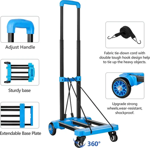 Miniatura 3 de KEDSUM - Camión de mano plegable, carretilla de 290 libras con ruedas, camión de mano plegable y colapsable, carrito de utilidad plegable, carrito