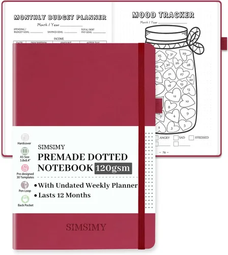 Miniatura 11 de Cuaderno de Diario Punteado Prefabricado con Plantillas de Viñetas, Diario de Puntillado en Rejilla de Puntos Prefabricado con Planificador Semanal