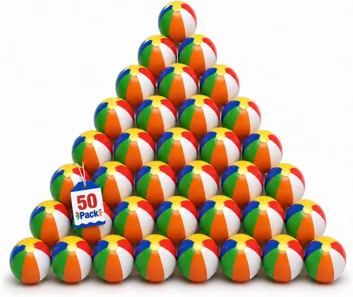 Miniatura 9 de 4E's Novelty Paquete de mini bolas de playa a granel – 28/50/100 piezas – Recuerdos de fiesta de verano en la piscina para niños, juguetes inflables