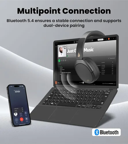 Miniatura 9 de Edifier W80 - Auriculares de diadema con cancelación activa de ruido de -49dB, LDAC de alta resolución con cable e inalámbricos, llamada clara AI