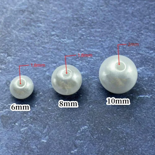 Miniatura 4 de Cuentas de perlas, 200 piezas de perlas de 10 mm para manualidades, cuentas espaciadoras redondas para aretes, pulseras, collares, llaveros, Negro