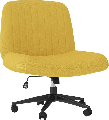Miniatura 9 de Shintenchi Silla cruzada para oficina, con patas cruzadas, con ruedas, silla giratoria sin brazos, altura ajustable y ancho para computadora