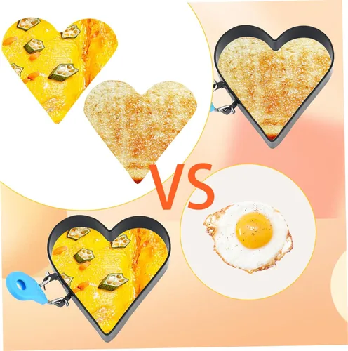Miniatura 5 de Anillos de huevo para freír huevos, 2 anillos antiadherentes en forma de corazón de 4 pulgadas para freír huevos con mango de silicona, molde