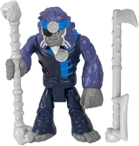 Fisher-Price Pieza de repuesto Imaginext Gorilla Fortress Playset – HML57 – GYX00 ~ Figura de mono posable de repuesto con parche en el ojo y dos