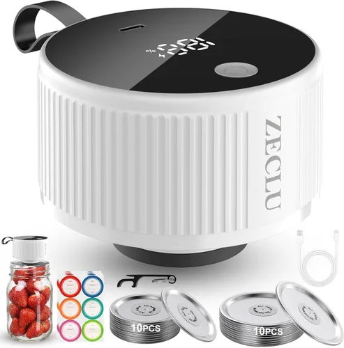 Miniatura 10 de Electric Mason Jar Vacuum Sealer Kit, Automatic Jar Sealer for Wide and Regular Mouth Mason Jars, Portable Cordless Vacuum Sealer for Canning and