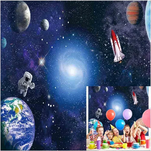 Miniatura 8 de Fondo de fotografía de astronauta espacial de 7 x 5 pies, galaxias cósmicas, estrellas, regalo para recién nacidos, fondo de fotografía, fondo