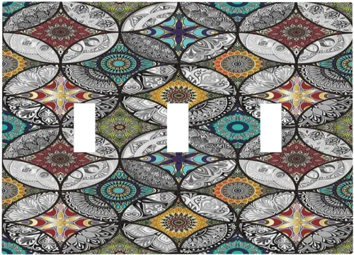 Miniatura 76 de Cubierta decorativa para interruptor de luz, diseño de pájaros y flores florales en blanco y negro, 2 bandas, cubierta decorativa para pared, placa