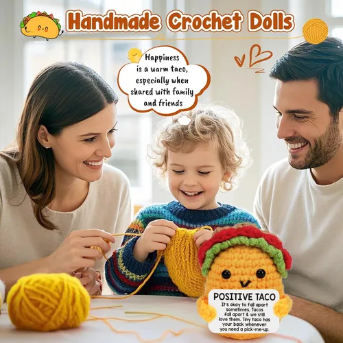 Miniatura 8 de Taco de croché positivo, regalo de cumpleaños para mujeres y hombres, relleno de botas navideñas, decoración festiva para hijo, mamá, papá, hermana