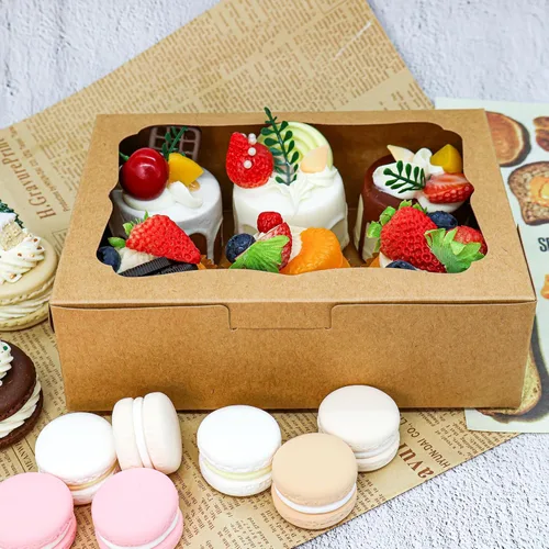 Miniatura 6 de 20 cajas de panadería marrón de 8 x 6 x 2.5 pulgadas con ventana, cajas de galletas, cajas de dulces, cajas de postre, cajas de donas, cajas