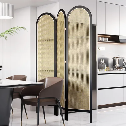 Miniatura 6 de Divisores de habitación, pantalla de privacidad plegable, partición de ratán con doble bisagra de 5.6 pies, divisor de pared independiente