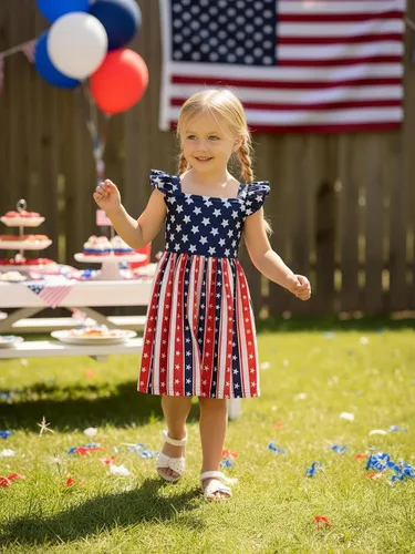 Miniatura 2 de Popshion Vestidos de niña con mangas con vuelo, vestido de verano para niños, fiesta de cumpleaños, sin mangas, vestido de 1 a 8 años