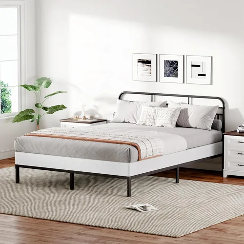 Miniatura 2 de GRUSIGN Base de colchón de metal de 5 pulgadas para cama Queen, montaje rápido, base de colchón de metal tamaño Queen con funda de tela, marco