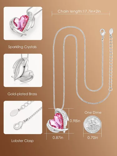 Miniatura 4 de CDE Love Heart Pendant Necklaces for Women Silver Tone Rose Gold Tone Crystals Birthstone Christmas Jewelry Gifts for Women BirthdayAnniversary