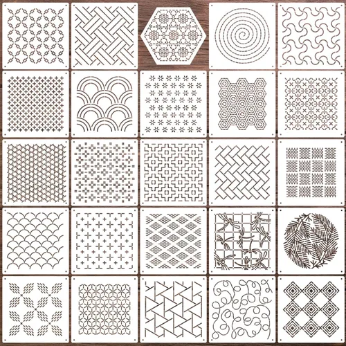 Miniatura 10 de Plantillas cubistas para manualidades, plantillas de textura reutilizables, plantillas de fondo de capas mixtas para pintar sobre muebles de madera