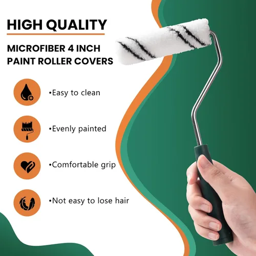 Miniatura 3 de Cubiertas de rodillo de pintura de microfibra CoatPro Twools, paquete de 24 cubiertas de rodillo de pintura de 4 pulgadas (3/8 pulgadas de napa)