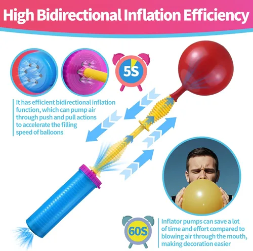 Miniatura 3 de Hand Balloon Pump, Dual Action Two-Way Inflator, Manual Air Blower for Balloons
