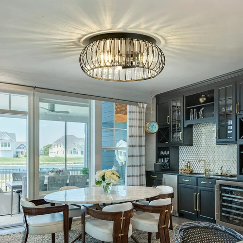 Miniatura 8 de YYJLX Lámpara de Techo Empotrada de 3 Luces, Candelabro de Cristal Moderno Negro E26, Iluminación Interior para Pasillo, Dormitorio, Baño