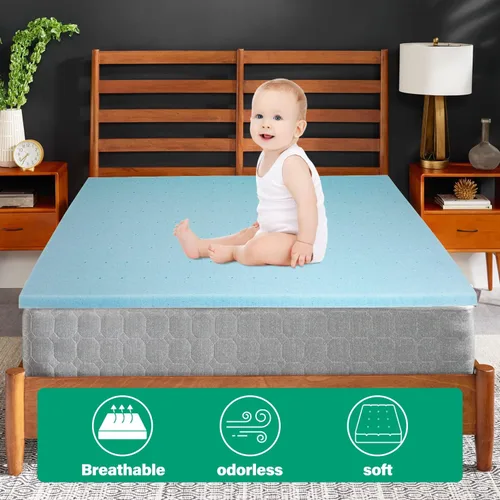 Miniatura 3 de Cubrecolchón de espuma viscoelástica de 2 pulgadas, tamaño queen, refrigerante y transpirable, certificado CertiPUR-US
