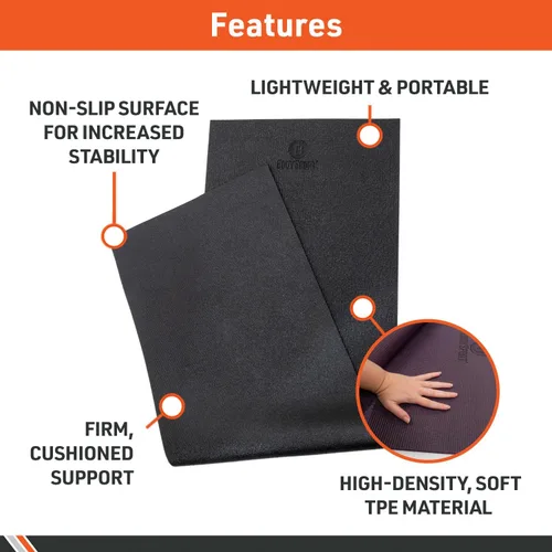 Miniatura 5 de Body Sport Esterilla de yoga, superficie antideslizante de alta densidad con absorción de golpes, ideal para yoga, pilates y entrenamientos en casa