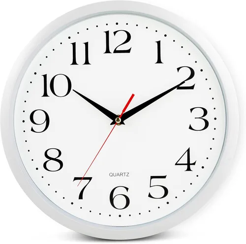 Miniatura 22 de Bernhard Products - Reloj de cuarzo de pared rojo, silencioso, sin tictac, 12 pulgadas, a pila, redondo, fácil de leer