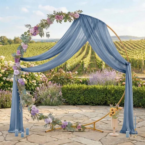 Miniatura 3 de MDS Paquete de 1 panel de cortina de arco de boda (30 pulgadas de ancho x 20 pies de largo) tela de gasa transparente para boda, ceremonia, Azul