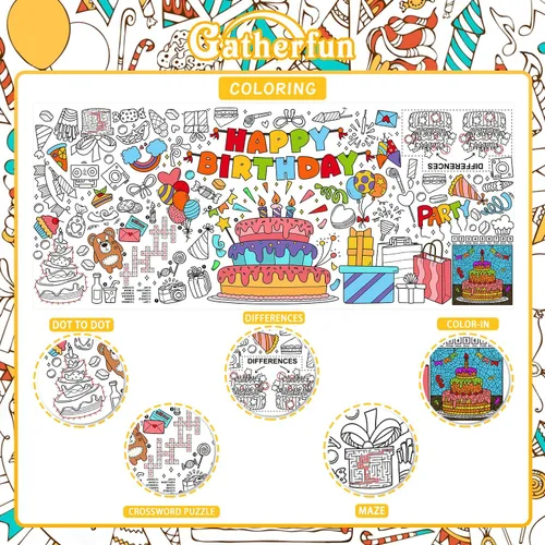 Miniatura 3 de Póster gigante para colorear para pared de aula, versátil póster de actividades de cumpleaños de 31.5 x 72 pulgadas, cubierta de mesa, fiestas