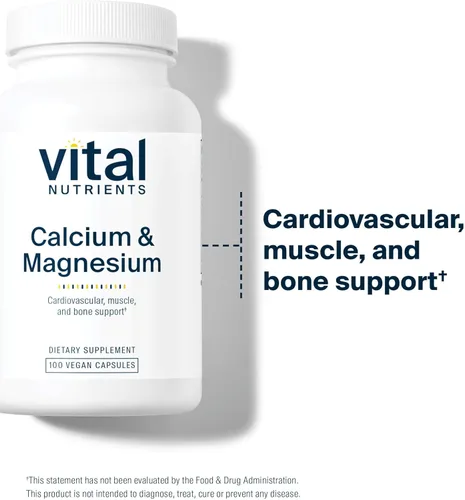 Miniatura 3 de Vital Nutrients Complejo de calcio y magnesio Suplemento vegano Apoya la fuerza ósea, la salud muscular y cardiovascular* Sin gluten, lácteos
